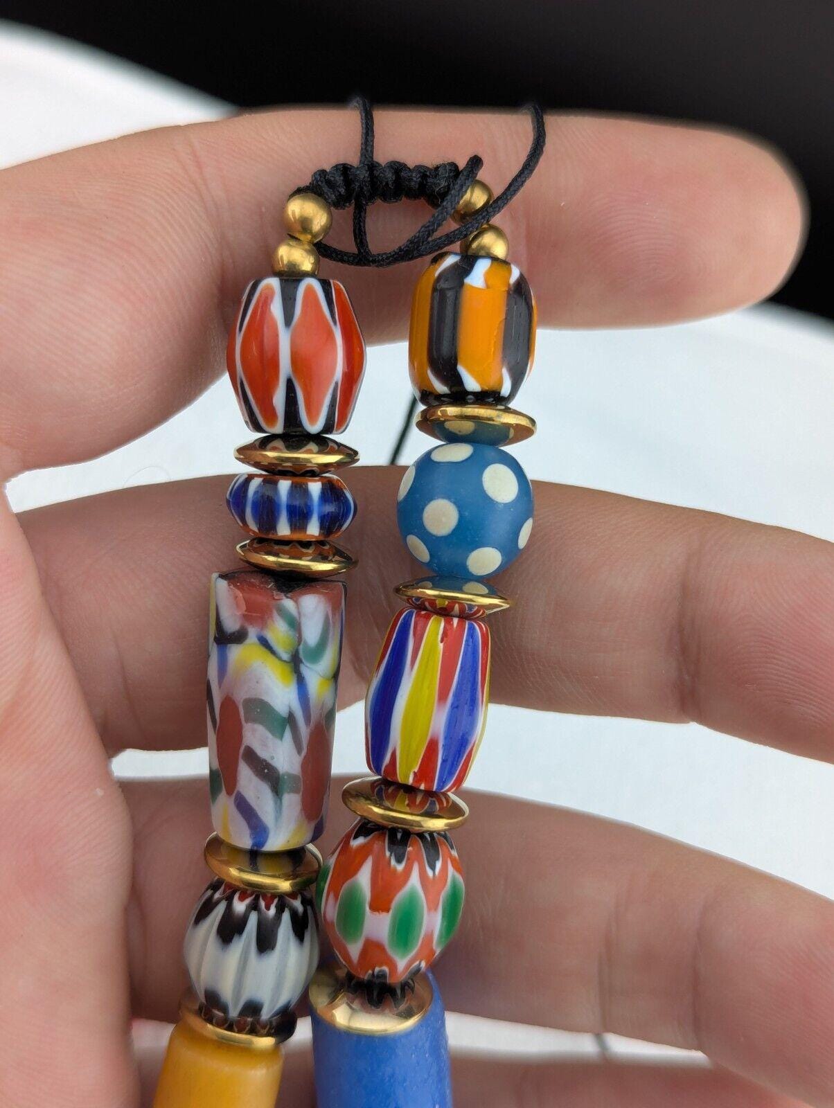 African style floral and chevron glass beads necklaceGift