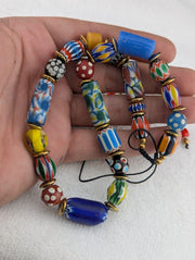 African style floral and chevron glass beads necklace.