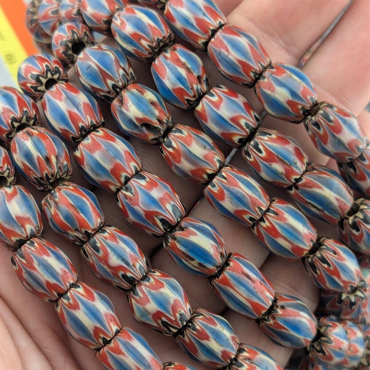 Vintage old chevron venetian inspired multilayers 11mm glass beads necklaceGift