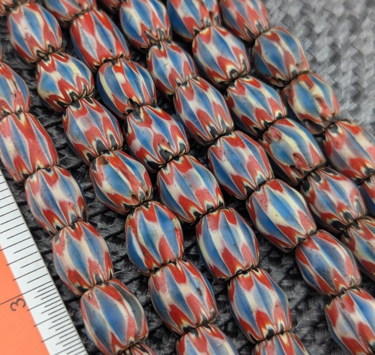 Vintage old chevron venetian inspired multilayers 11mm glass beads necklaceGift
