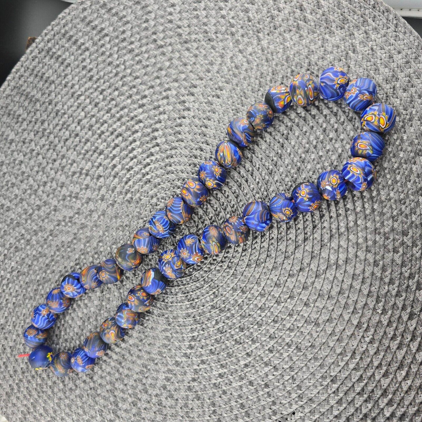 Vintage glass floral glass beads / beaded long necklace 19-18mmGift