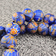 Vintage glass floral glass beads / beaded long necklace 19-18mm.