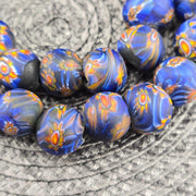 Vintage glass floral glass beads / beaded long necklace 19-18mm.