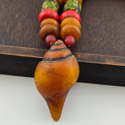 Moroccan handcrafted resin amber and glass vintage jewelry african necklace