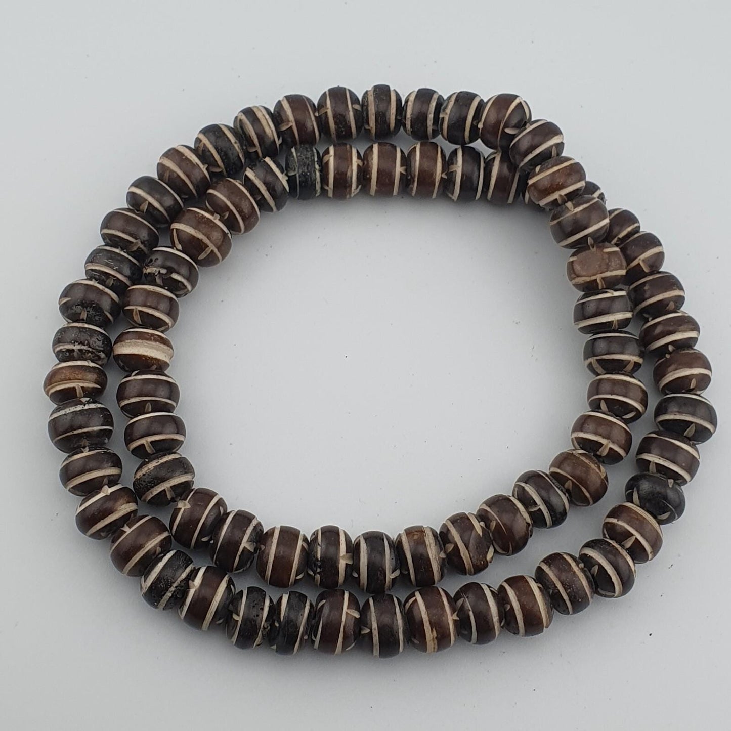 Vintage tibetan yak bone (buffalo) beads beaded necklace 11.5mm