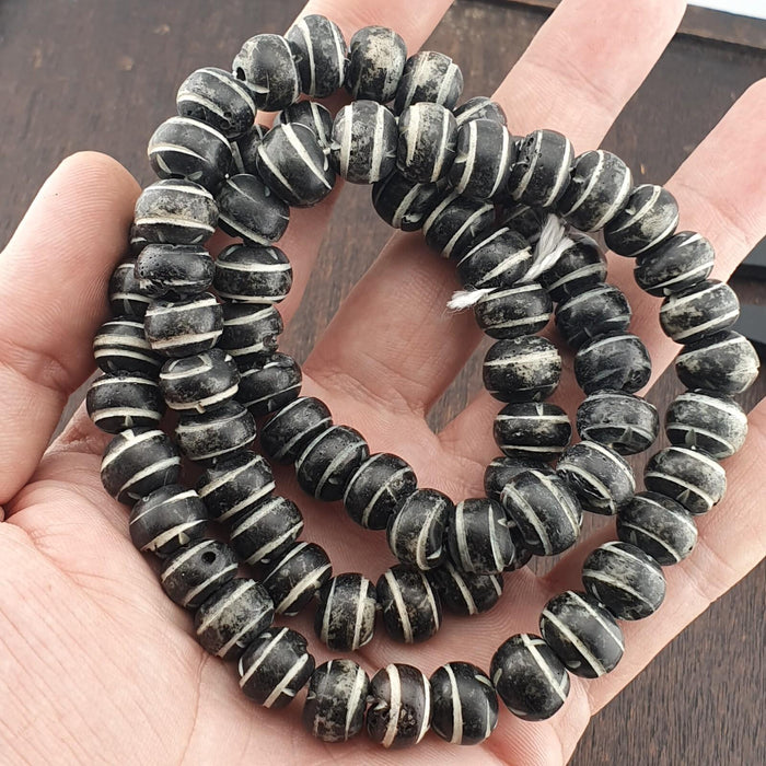 Vintage tibetan carving yak bone (buffalo) beads beaded necklace 11mm