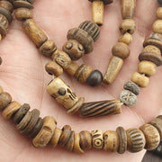 Lot  5 strands vintage tibetan carving yak bone (buffalo) beads mala