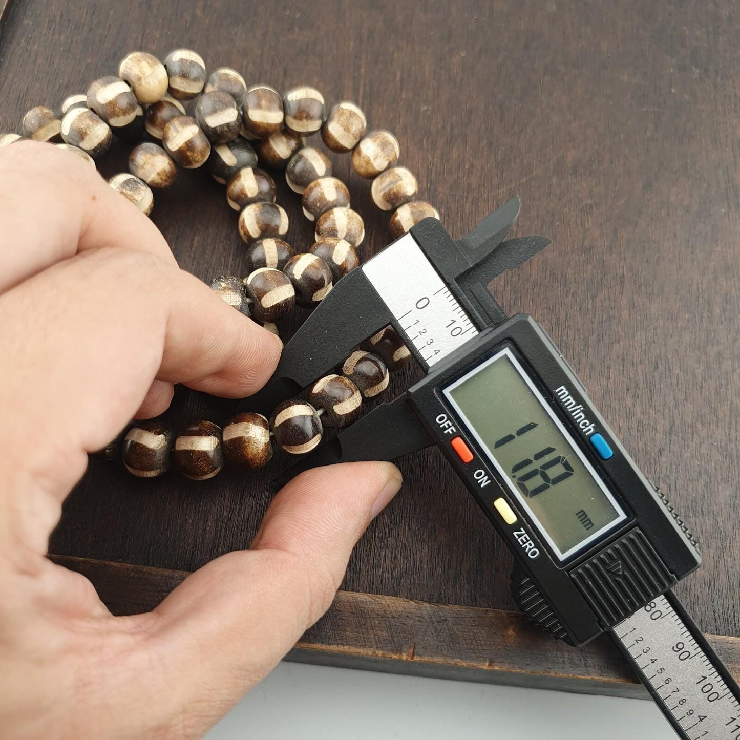 Vintage tibetan carving yak bone (buffalo) beads beaded necklace 11.5mm
