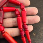 Antique african red glass beads necklace and 6mm whiteheart beads.