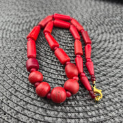 Antique African Red Glass Bead Necklace: Whiteheart Beads, Vintage Style