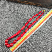 Antique African Red Glass Bead Necklace: Whiteheart Beads, Vintage Style
