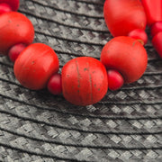 Antique African Red Glass Bead Necklace: Whiteheart Beads, Vintage Style