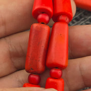 Antique African Red Glass Bead Necklace: Whiteheart Beads, Vintage Style
