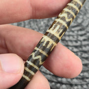 Large south asian burmese old petrified wood pyu pumtek amulet bead