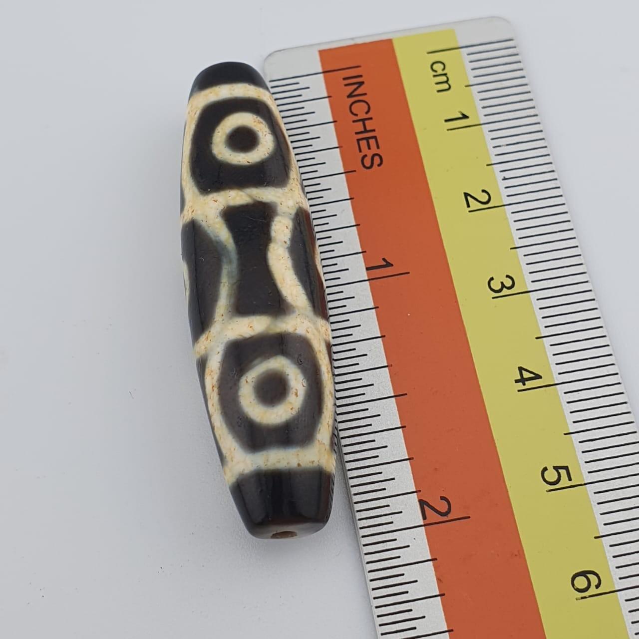 Vintage 6-Eye Dzi Bead Amulet: Himalayan Tibetan Agate
