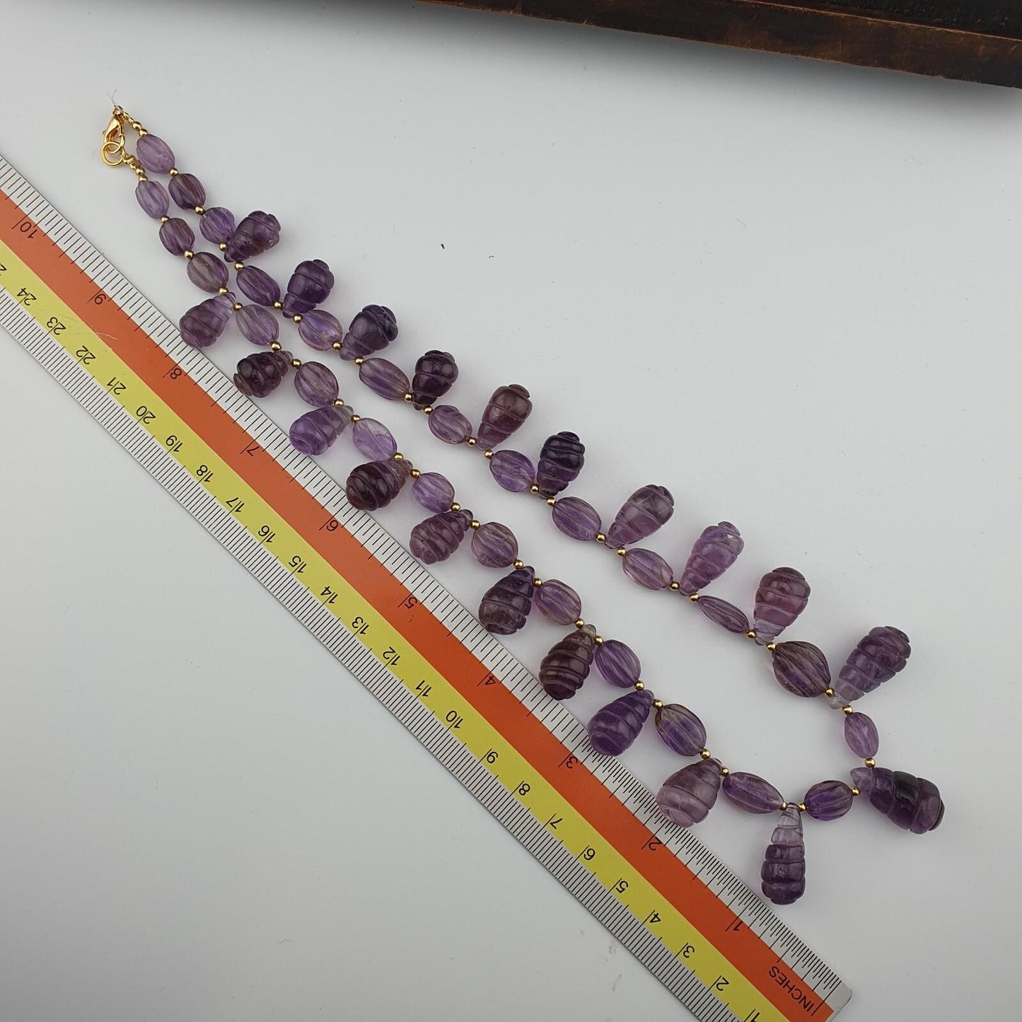 Vintage amethyst carving gemstone teardrop shape beads necklaces Gift for Loved Ones