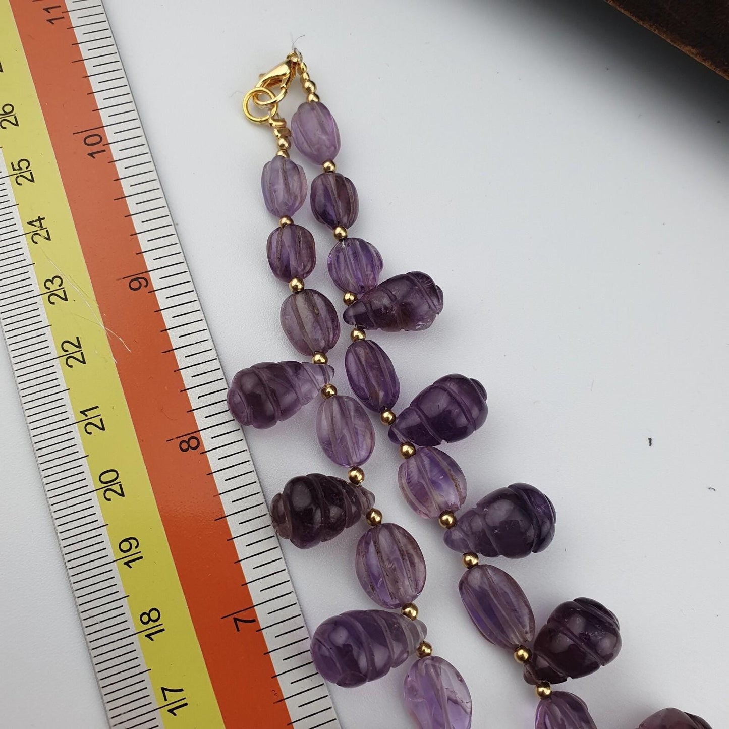Vintage amethyst carving gemstone teardrop shape beads necklaces Gift for Loved Ones