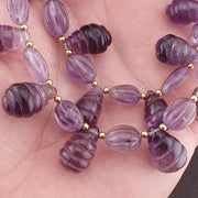 Vintage amethyst carving gemstone teardrop shape beads necklaces . for Loved Ones