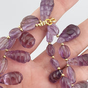 Vintage amethyst carving gemstone teardrop shape beads necklaces . for Loved Ones