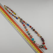 Vintage face bead mix stone chevron glass beaded necklace chv-mx-2