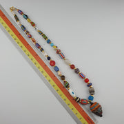 Vintage handmade face bead mix chevron glass beaded necklace chv-mx-1