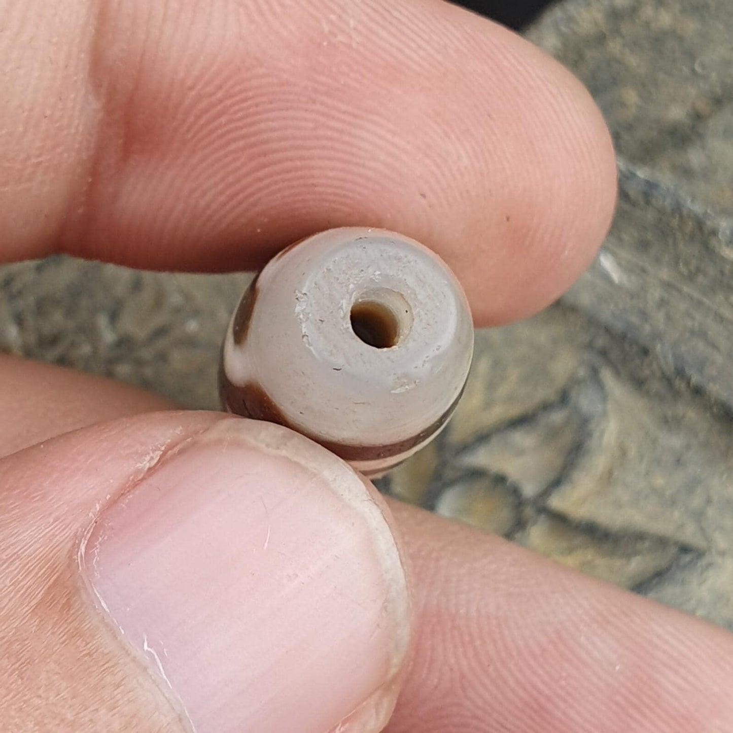 3 Eye Agate Dzi Bead: Antique Himalayan Spiritual Charm