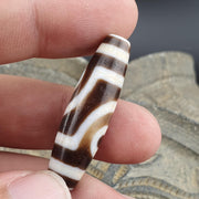 Round totem tibetan old agate dzi bead" heaven & earth " amulet pendant
