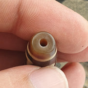 Tibetan Dzi Agate Bead Pendant: 1 Eye & 2 Circle Eyes Amulet