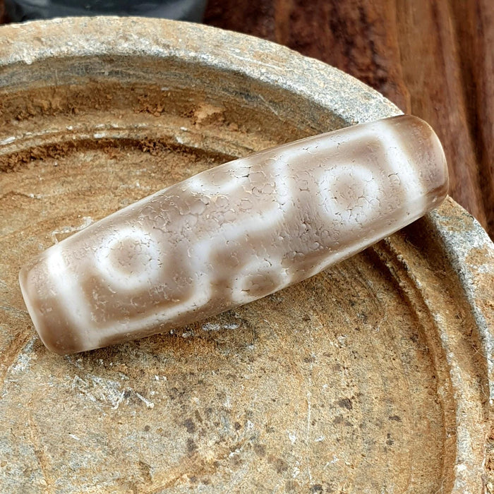 Vintage old himalayan indo tibetan rare 9 eyes eye dzi gray agate amulet bead