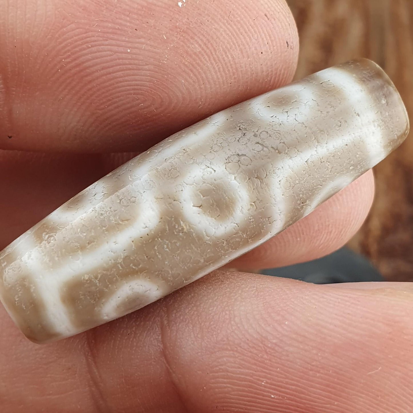 Vintage old himalayan indo tibetan rare 9 eyes eye dzi gray agate amulet bead