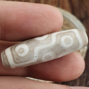Vintage old himalayan indo tibetan 9 falling eyes eye dzi gray agate amulet bead