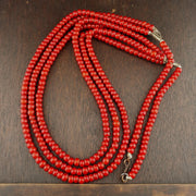 7 Mm Antique Venetian White Heart Trade Beads Multi Strands Necklace