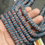 East Oasis Vintage Venetian Blue Glass Chevron 9mm Bead Long Strand, Six Layer
