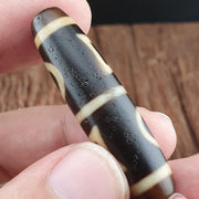 Antique old tibetan 2 sky 2 earth agate stone dzi bead amulet necklace