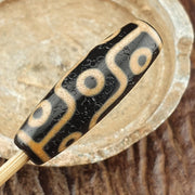 9 Eyes Dzi Bead Tibetan Agate Necklace – Unique Himalayan Indo Pattern, Spiritual Protection Jewelry