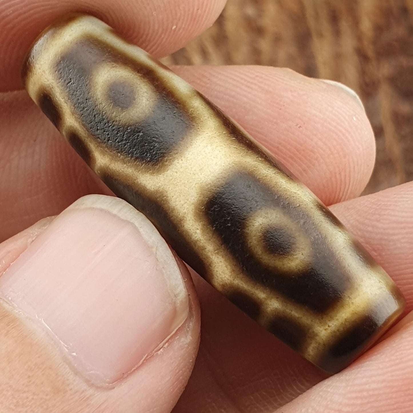 Vintage Tibetan Dzi Bead 6 Eyes Agate Stone Amulet Indo Himalayan Protection Charm