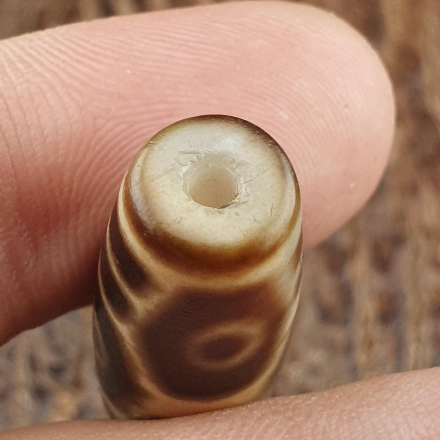 Vintage Tibetan Dzi Bead 6 Eyes Agate Stone Amulet Indo Himalayan Protection Charm