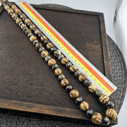 South asian burmese old pumtek petrified wood stone beads long necklace
