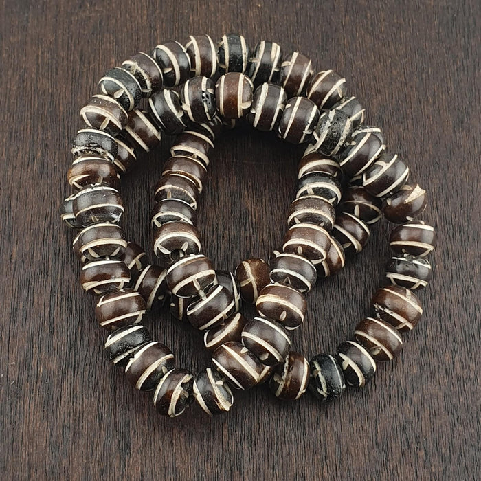 Vintage tibetan yak bone (buffalo) beads beaded necklace 11.5mm