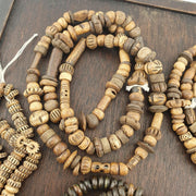 Lot  5 strands vintage tibetan carving yak bone (buffalo) beads mala