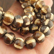 Vintage tibetan carving yak bone (buffalo) beads beaded necklace 11.5mm