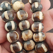 Vintage tibetan carving yak bone (buffalo) beads beaded necklace 11.5mm