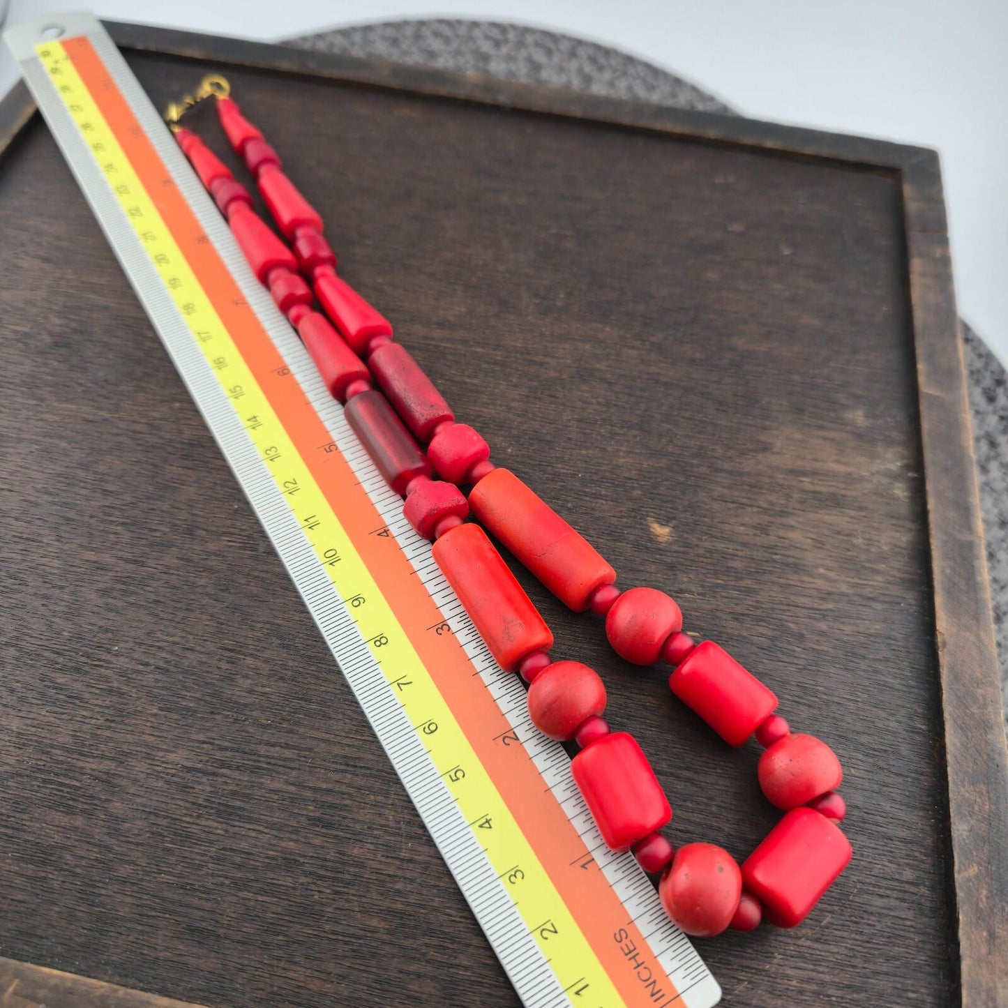 Antique african red glass beads necklace and 6mm whiteheart beadsGift