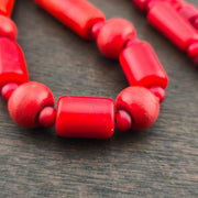 Antique african red glass beads necklace and 6mm whiteheart beads.