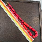 Antique african red glass beads necklace and 6mm whiteheart beads.