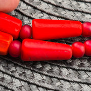 Antique african red glass antique beads necklace and 6mm whiteheart beads.