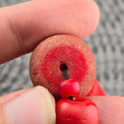 Antique african red glass antique beads necklace and 6mm whiteheart beads.