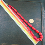 Antique African Red Glass Bead Necklace: Whiteheart Beads, Vintage Style