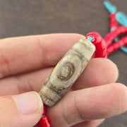 2 slide eyes old himalayan tibetan agate dzi bead red whitehert beads necklace