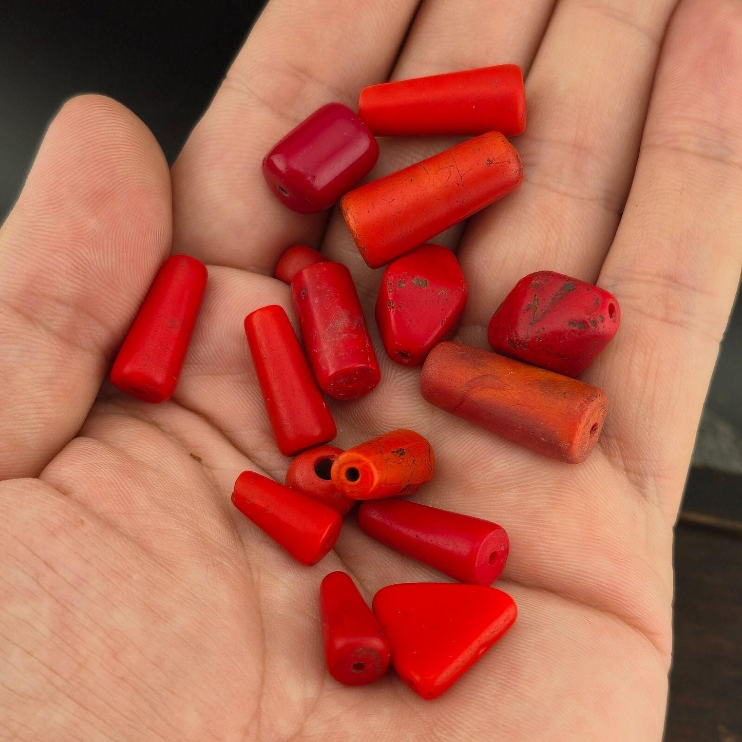Lot antique african red glass antique loose beadsGift